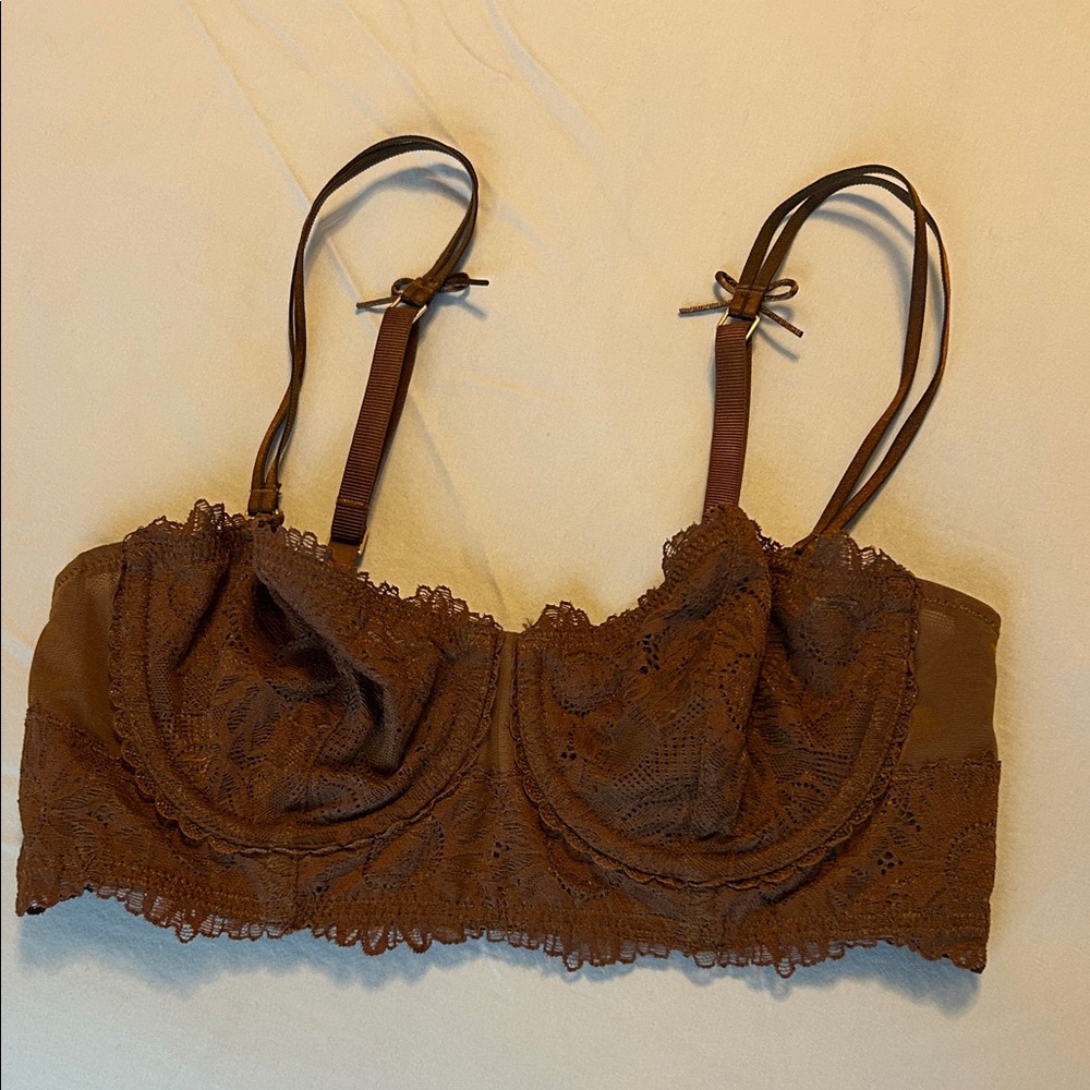 Aerie Lace Bralette in Rich Brown